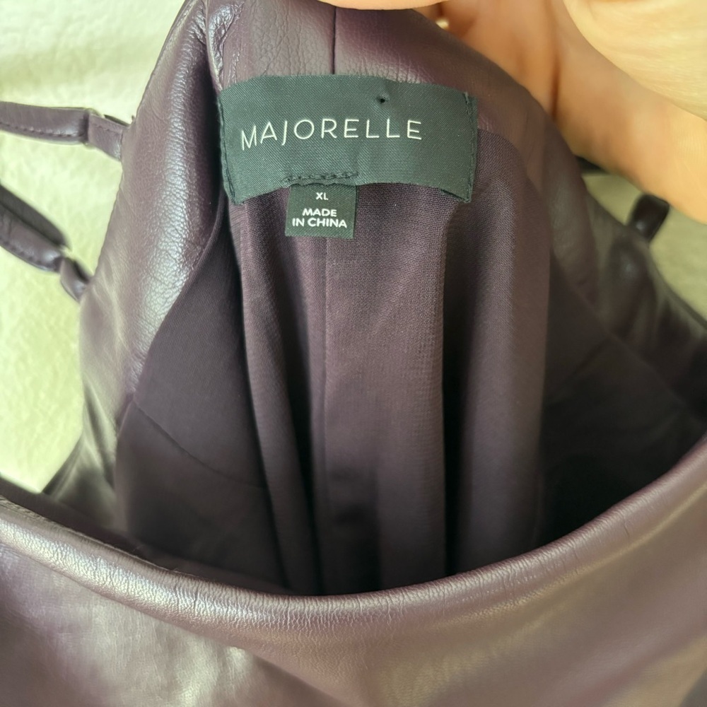 Majorelle Issa Faux Leather Midi Dress In Deep Plum Women’s Size XL Revolve - Picture 10 of 12